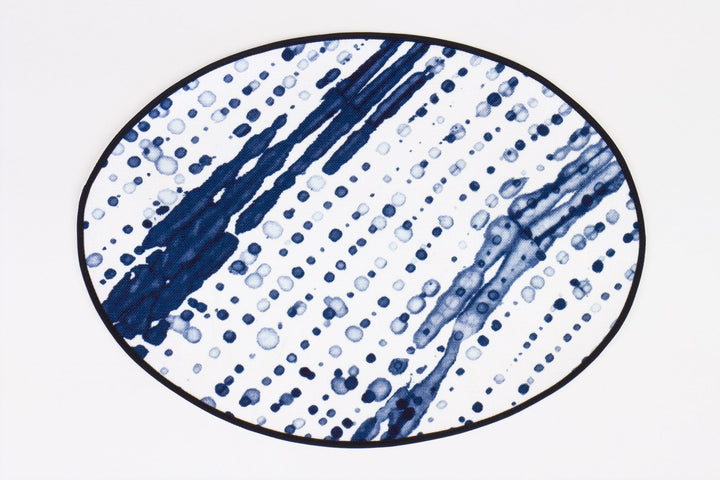 100% linen glissando shibori placemat in marine blue