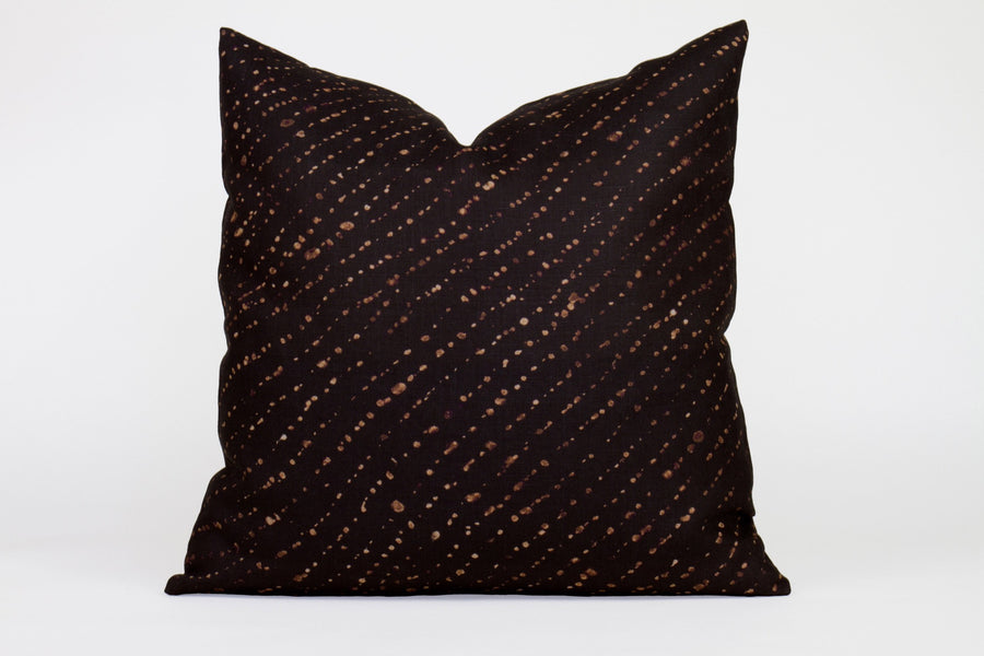20” x 20” 100% linen reversible staccato decolorato shibori pillow in onyx black