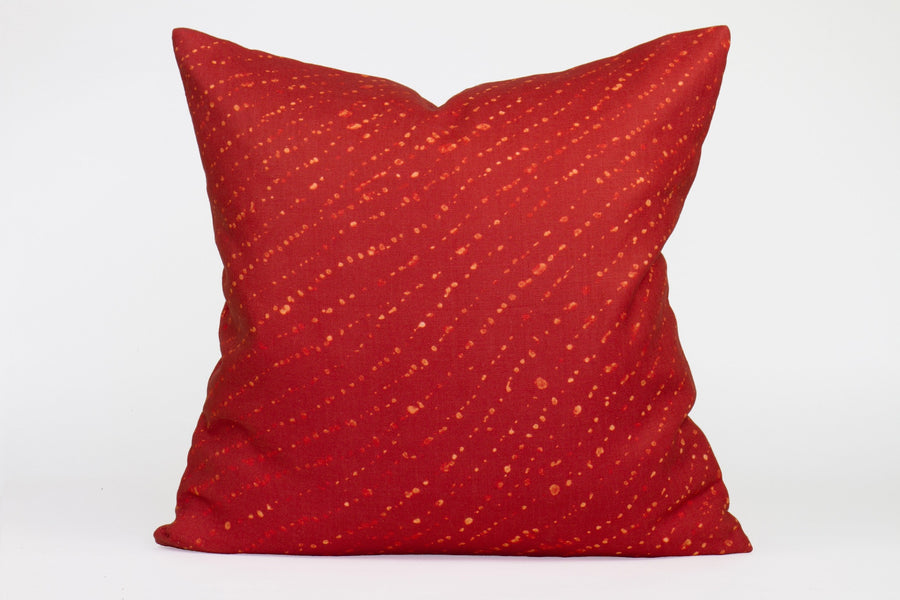 20” x 20” 100% linen reversible staccato decolorato shibori pillow in paprika red