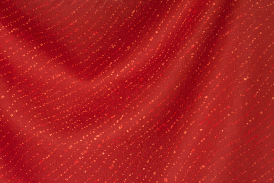 flowing 100% linen staccato decolorato shibori fabric by the yard in paprika red