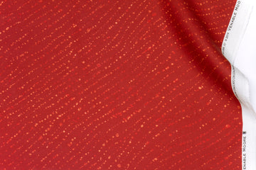 100% linen staccato decolorato shibori fabric by the yard in paprika red with top fold