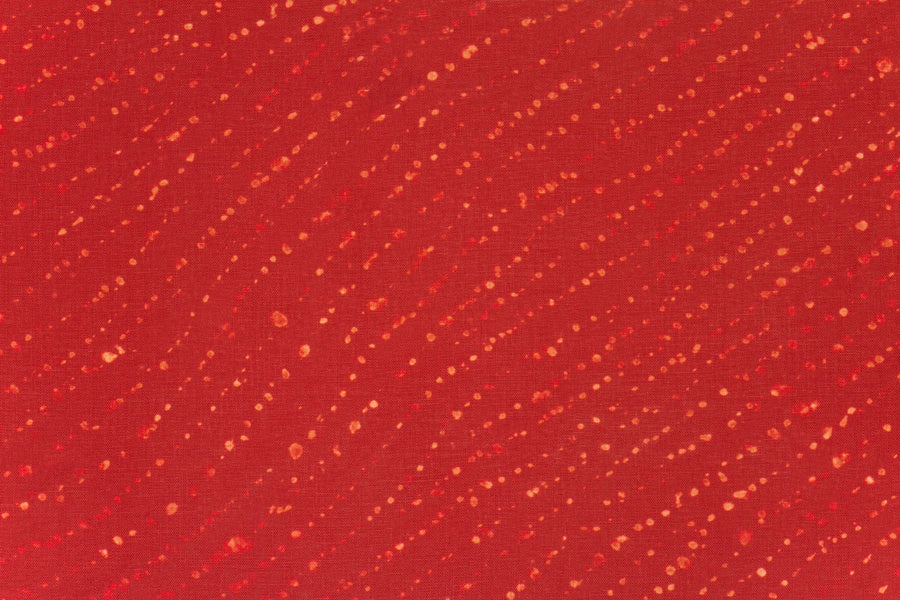 100% linen staccato decolorato shibori fabric by the yard up close in paprika red