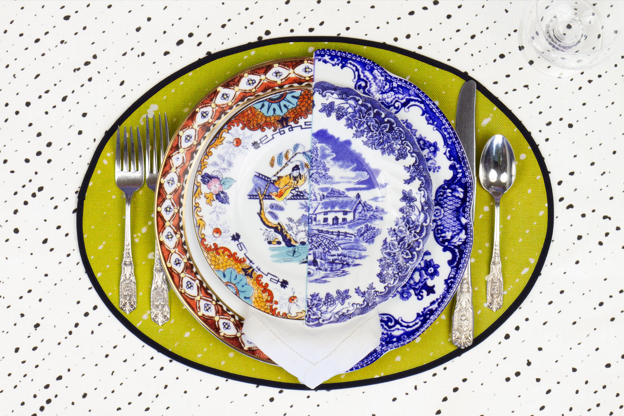 Pear 'Staccato Sbiancato' Shibori Linen Placemat