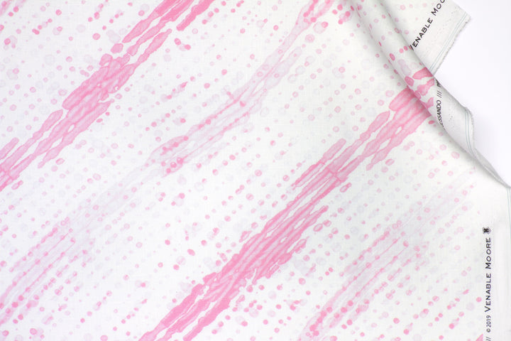 100% linen glissando shibori fabric by the yard in posy pink with top fold