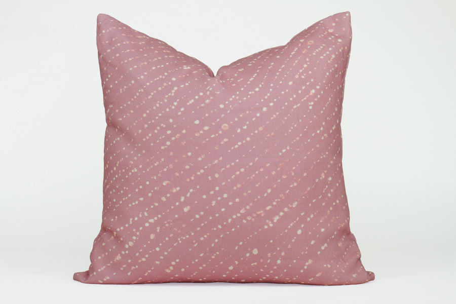 20” x 20” 100% linen reversible staccato decolorato shibori pillow in rose clay pink