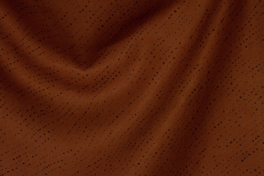 flowing 100% linen staccato nero shibori fabric by the yard in russet brown