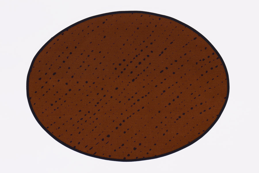 100% linen staccato nero shibori placemat in russet brown