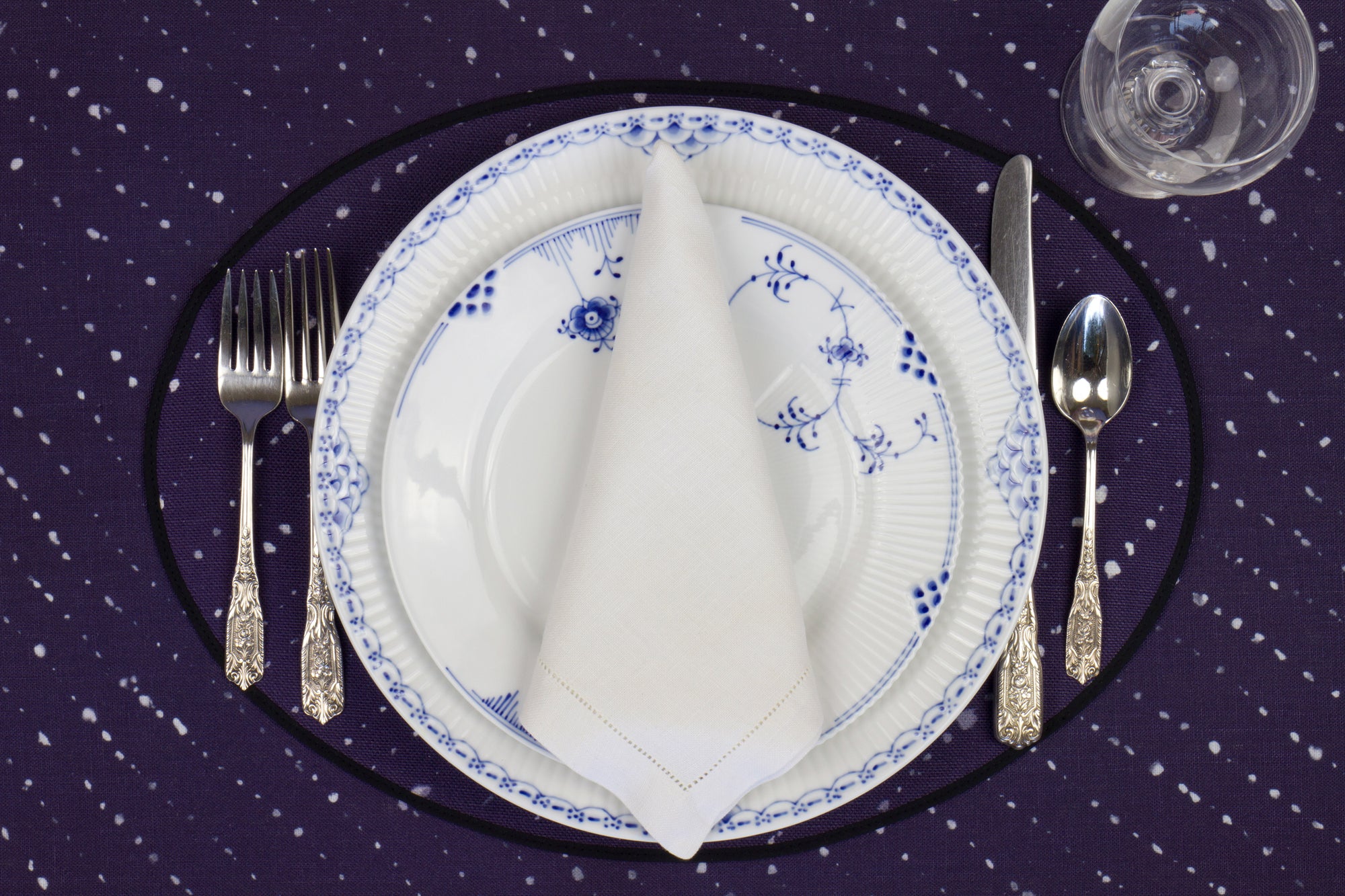 Sapphire 'Staccato Sbiancato' Shibori Linen Placemat