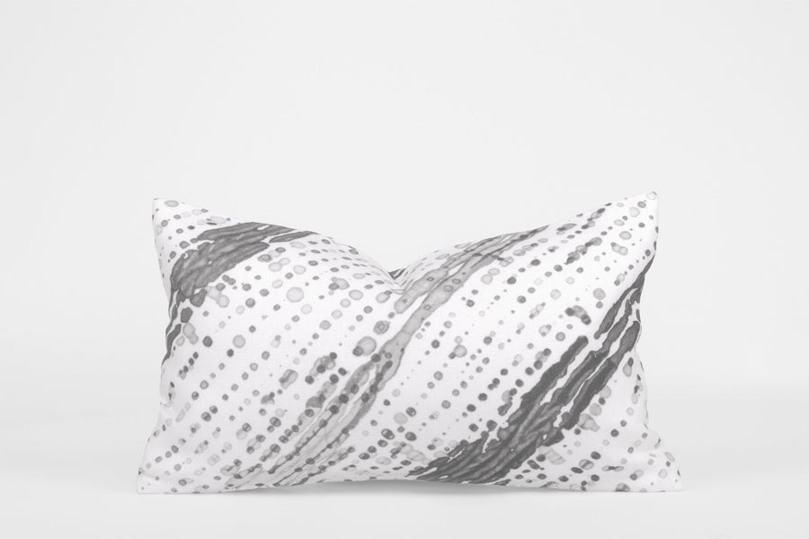 12” x 20” 100% linen reversible glissando shibori pillow in storm grey