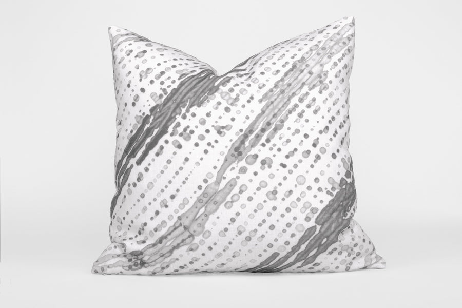 20” x 20” 100% linen reversible glissando shibori pillow in storm grey