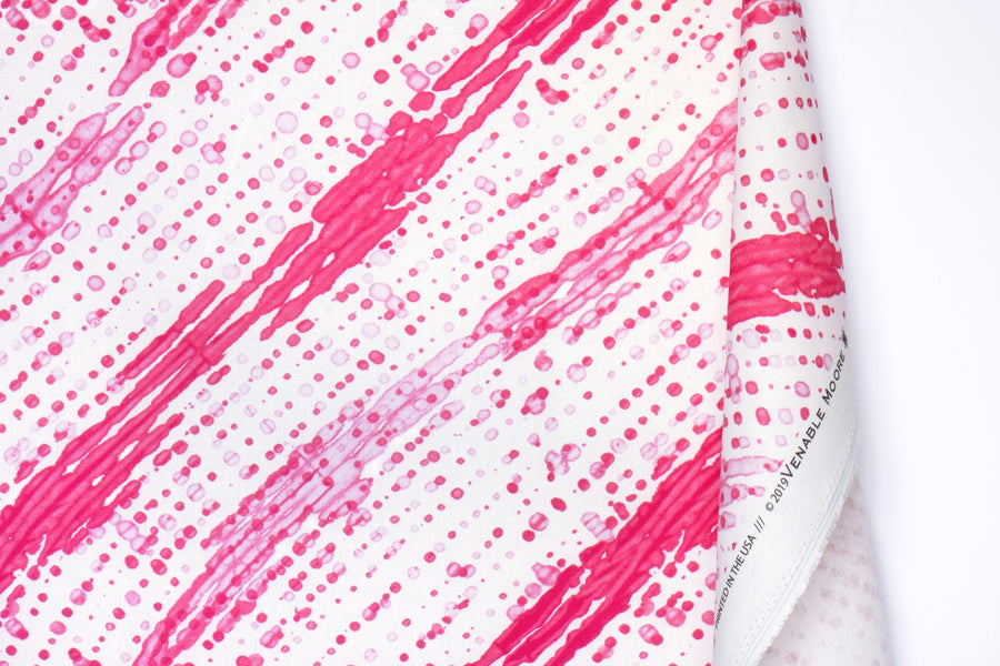 100% linen glissando shibori fabric by the yard with long fold in strawberry pink